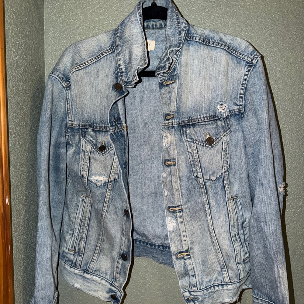 ABLE The Merly Distressed Denim Jacket – Women’s Size M – Original Wash